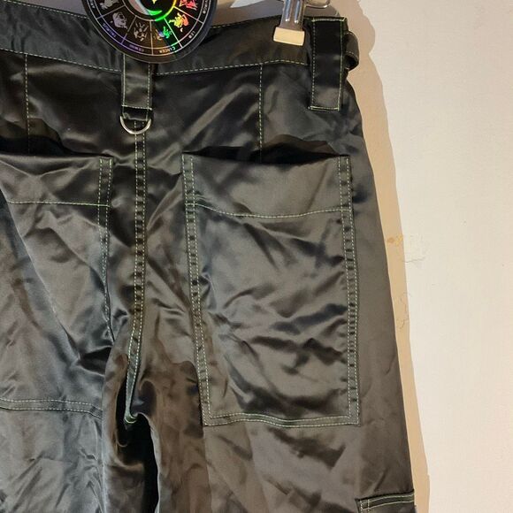 Dolls Kill Punk Trap Chain Cargo Oversized Tie Ankle Pants, XS punk goth baddie - Picture 7 of 16